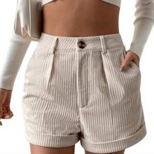 Milumia Corduroy High Rise Beige Shorts
